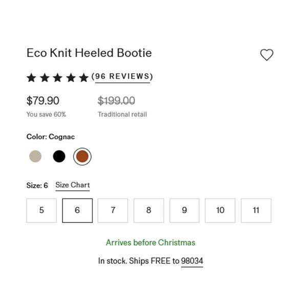 Quince EcoKnit Heeled Bootie Cognac Size 6 NWT in Box - Picture 7 of 7